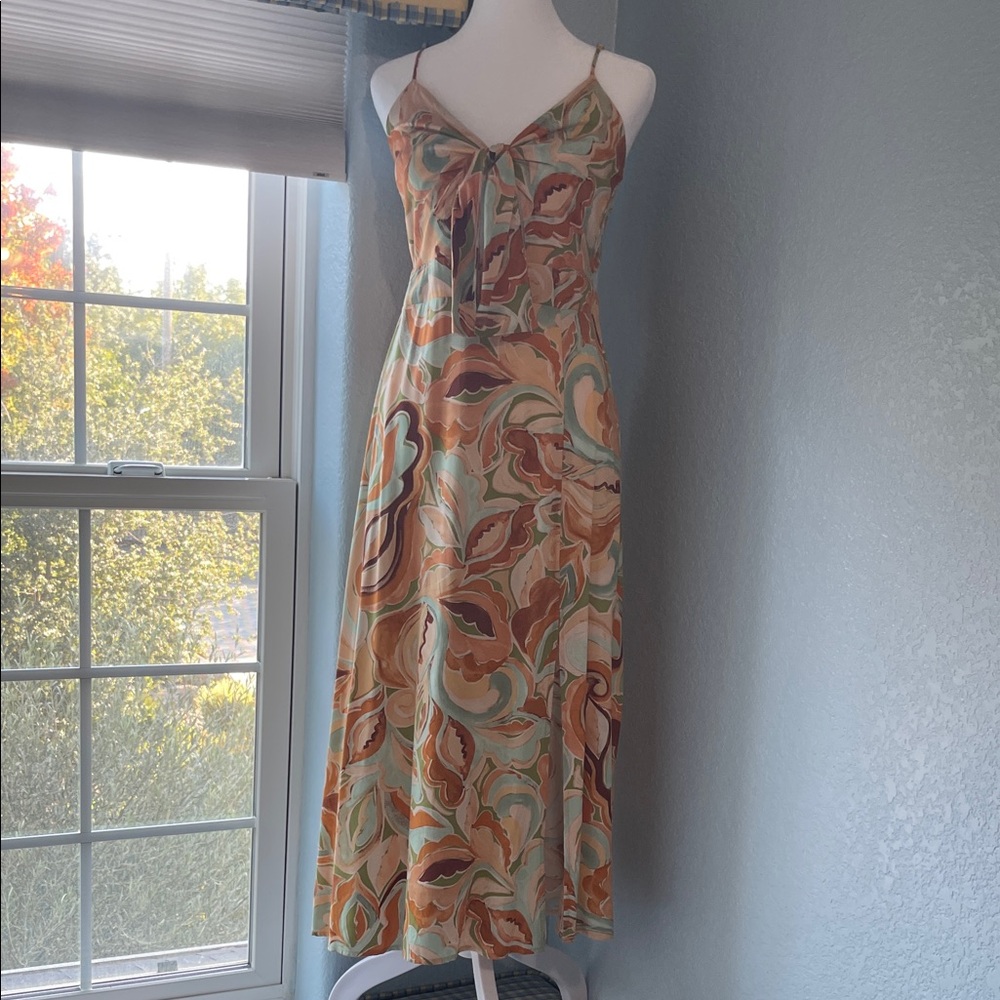 Lush Cream and Brown Swirl Maxi Dress